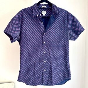 JCrew Men’s Secret Wash Short Sleeve Poplin Floral Print Dress Shirt, M